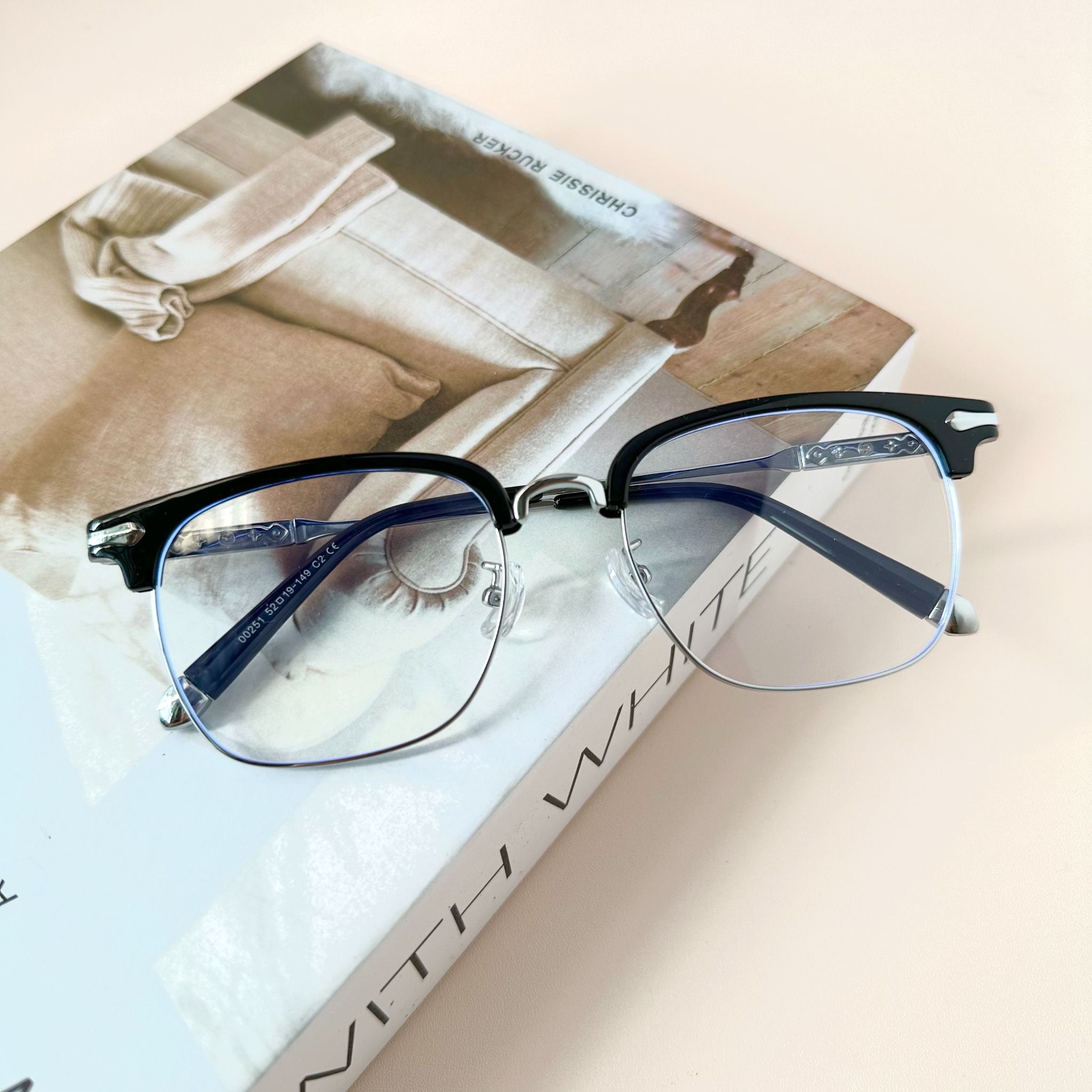 Gọng kính Mí Nam Kim loại x Nhựa dẻo Nam Nữ Unisex SGNew 251
