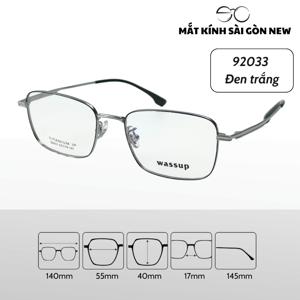 Gọng kính Titanium Vuông Viền mảnh Không rỉ sét Nam Nữ Unisex SGNew 92033