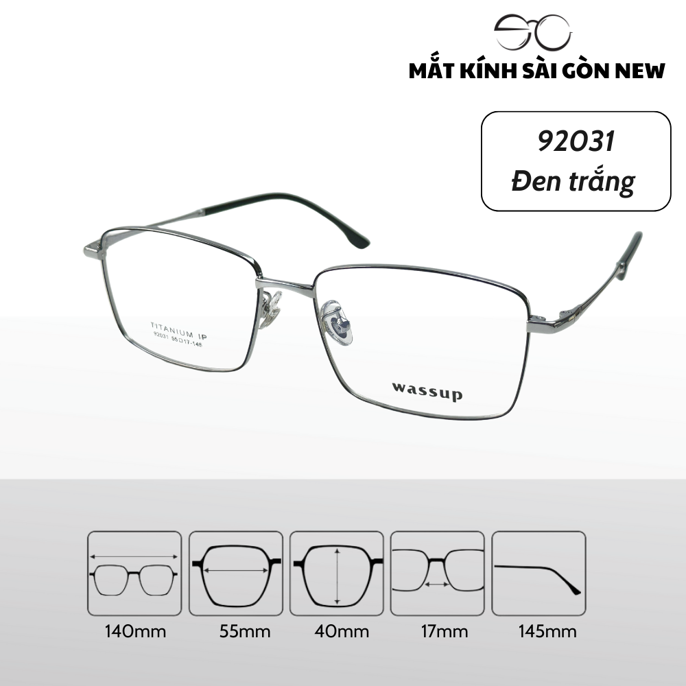 Gọng kính Titanium Vuông Viền mảnh Không rỉ sét Nam Nữ Unisex SGNew 92031