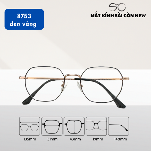 Gọng kính Kim loại Đa giác Nam nữ Unisex SGNew 8753