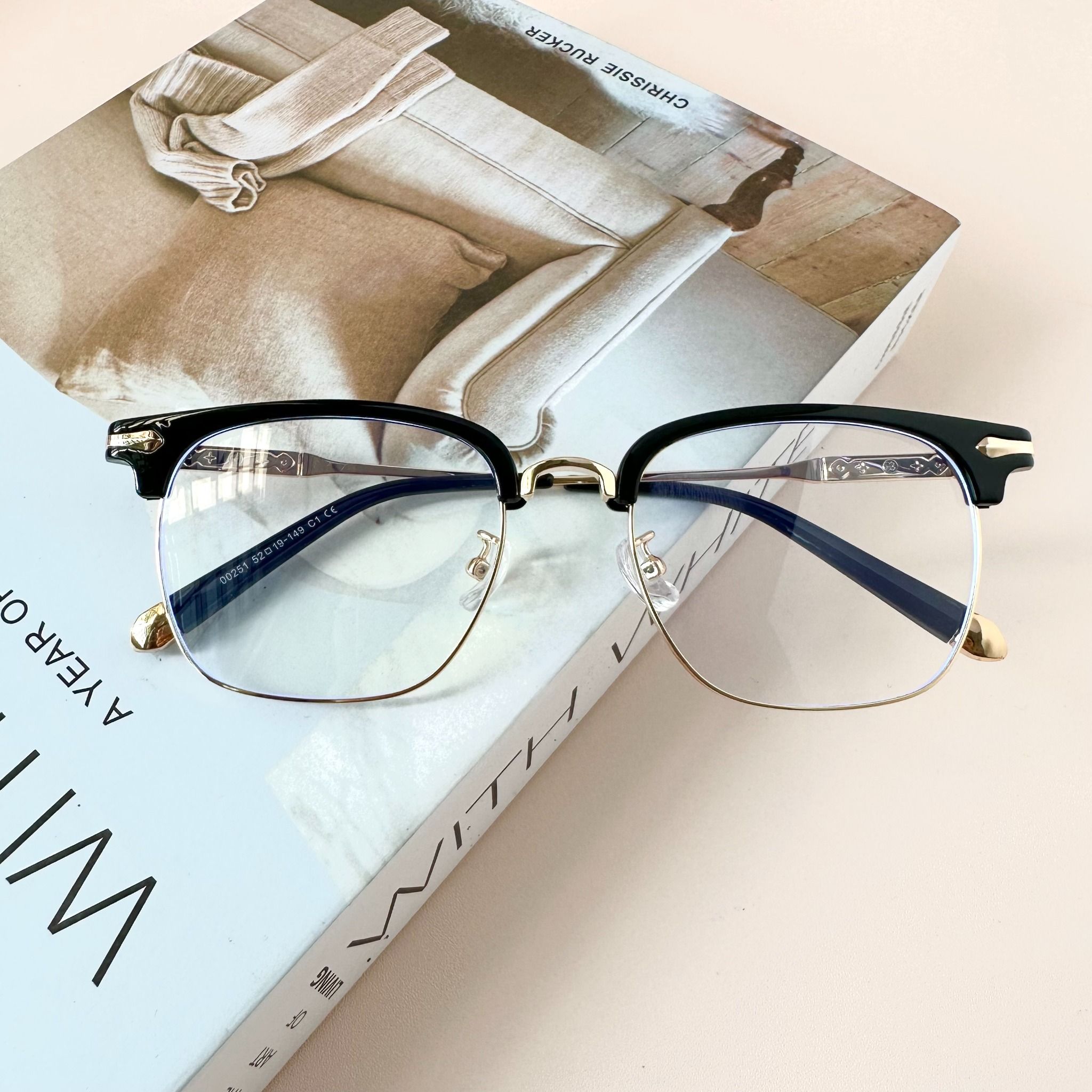 Gọng kính Mí Nam Kim loại x Nhựa dẻo Nam Nữ Unisex SGNew 251