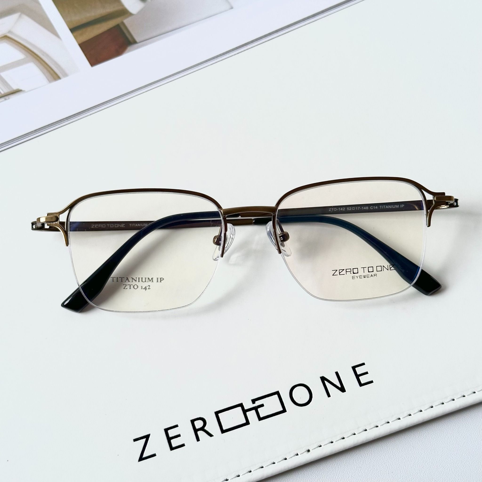 Gọng kính Titanium Nửa khung cước Nam Nữ Unisex SGNew Zto142