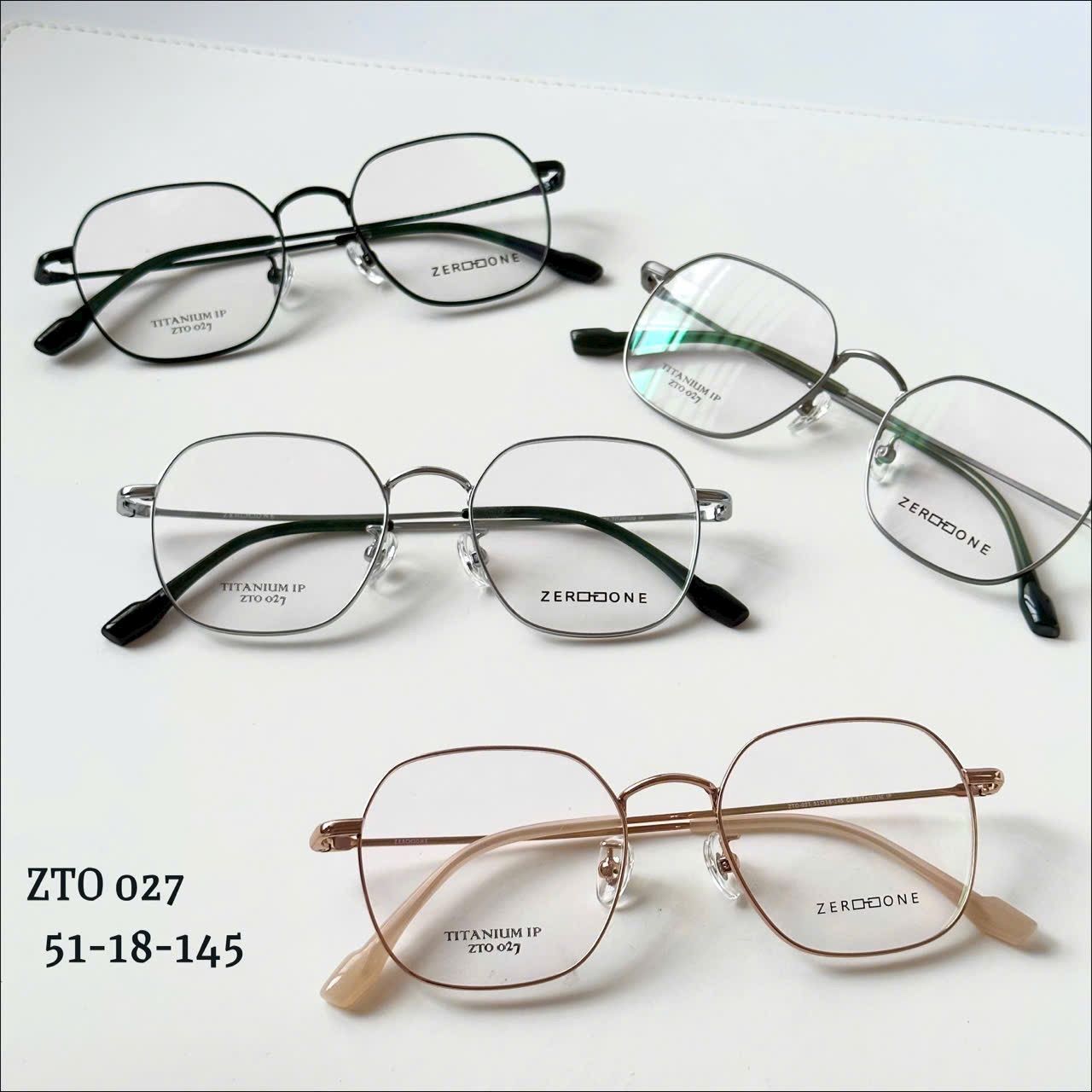 Gọng kính Titanium Tròn đa giác Viền mảnh Không rỉ sét Nam Nữ Unisex SGNew Zto027