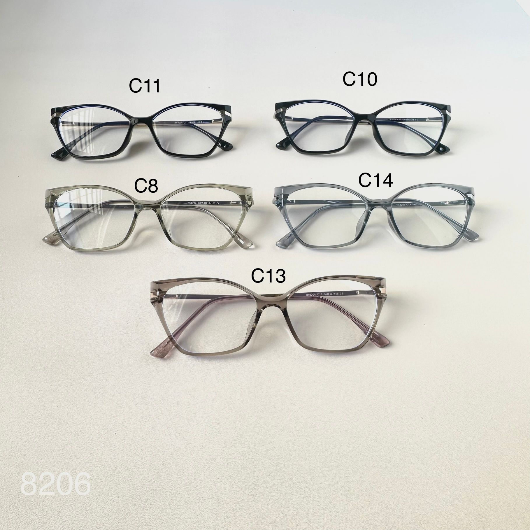 Gọng kính Kim loại x Nhựa dẻo Mắt mèo Vuông Nam Nữ Unisex SGNew 8206