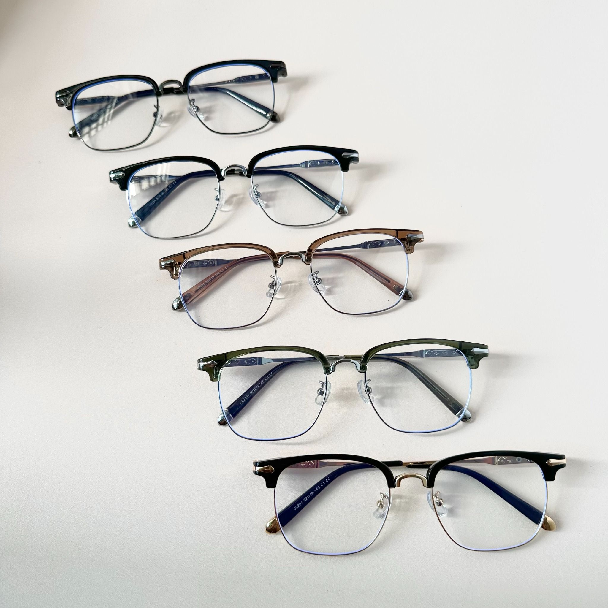 Gọng kính Mí Nam Kim loại x Nhựa dẻo Nam Nữ Unisex SGNew 251