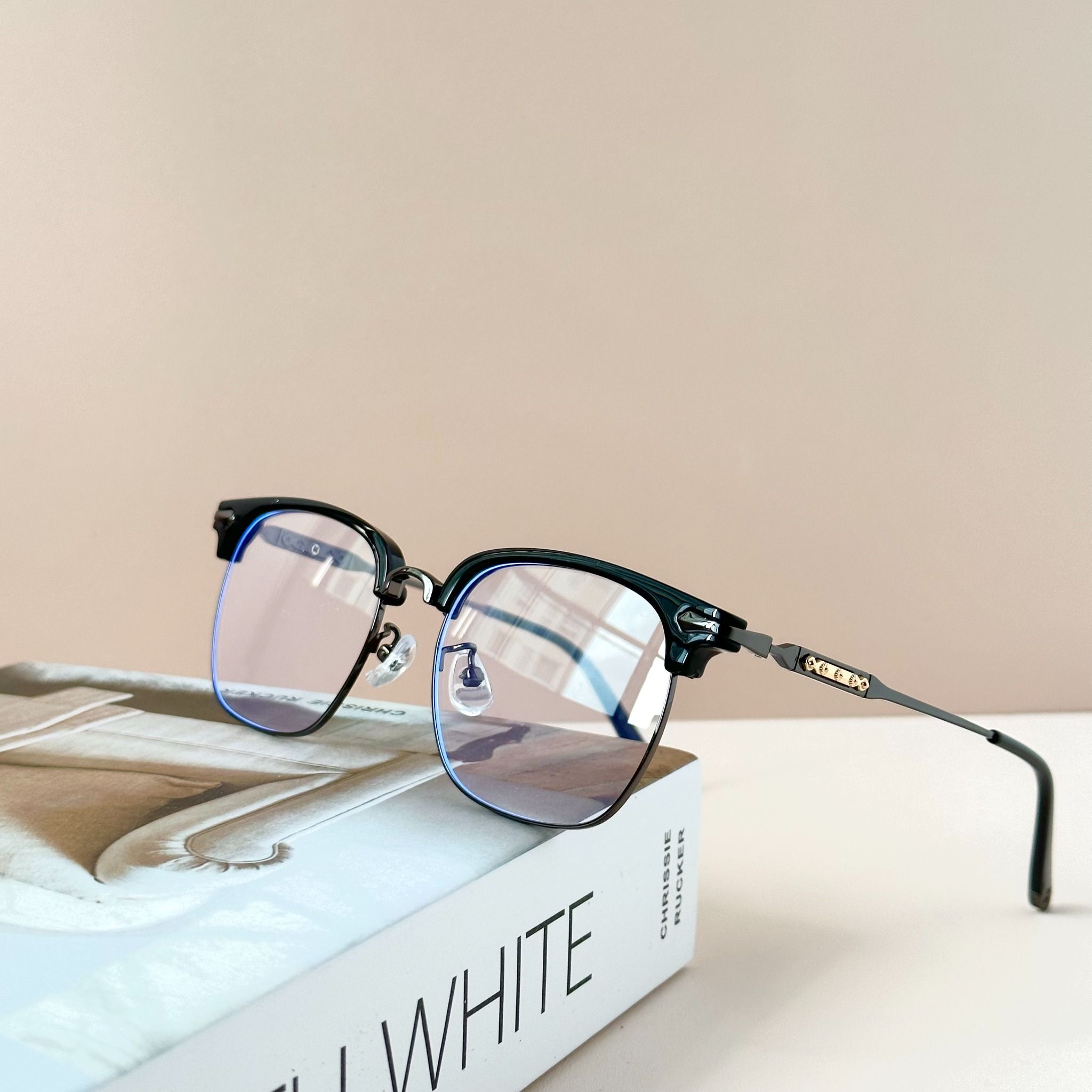 Gọng kính Mí Nam Kim loại x Nhựa dẻo Nam Nữ Unisex SGNew 251