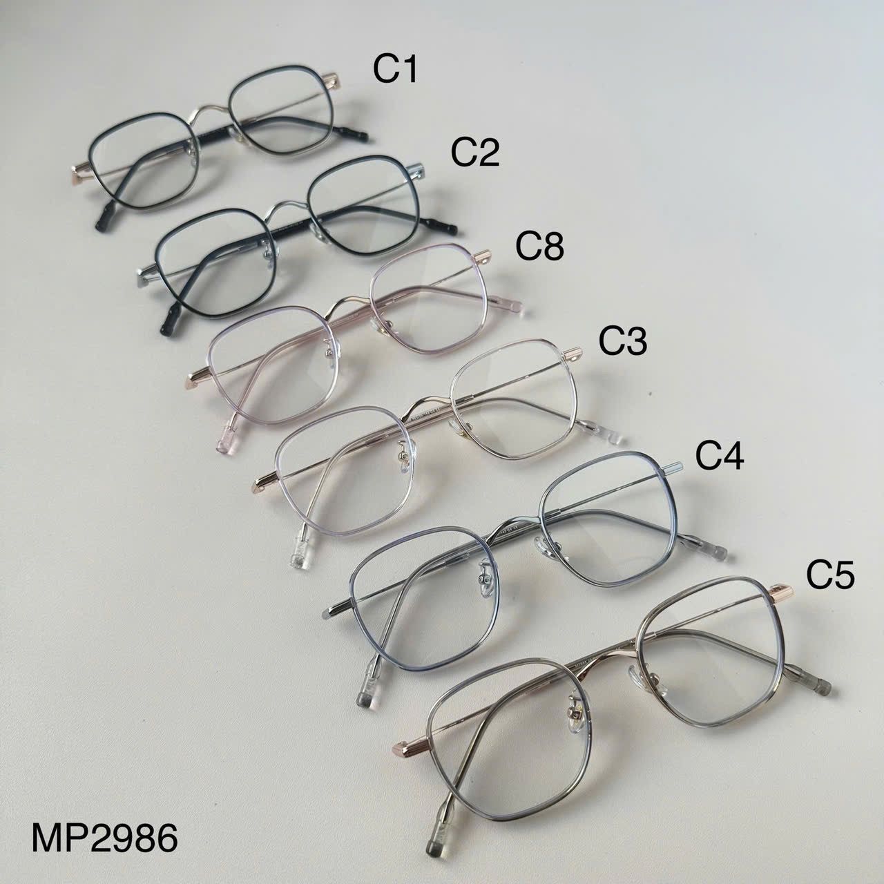 Gọng kính Kim loại x Nhựa dẻo Vuông Nam Nữ Unisex SGNew 2986 Hàn Quốc