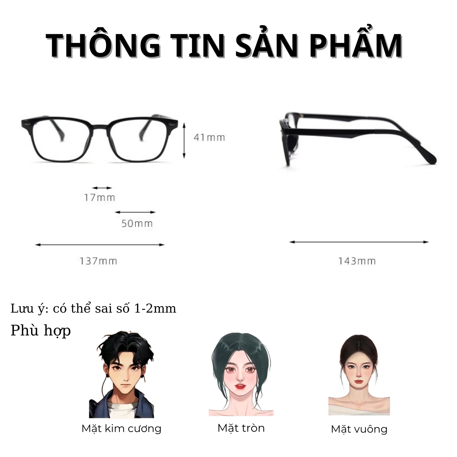 Gọng kính Nhựa dẻo Phong cách Retro Nam nữ Unisex SGNew 02