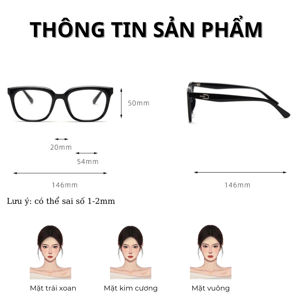 Kính cận Nhựa dẻo Vuông Nam nữ Unisex SGNew 1208