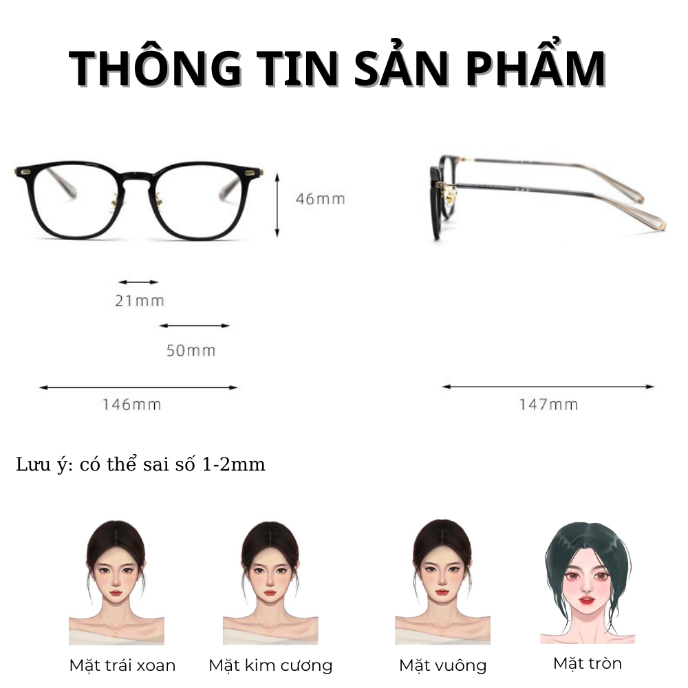 Gọng kính Nhựa dẻo ultem x Khung titan Vuông bầu Nam nữ Unisex SGNew 98257