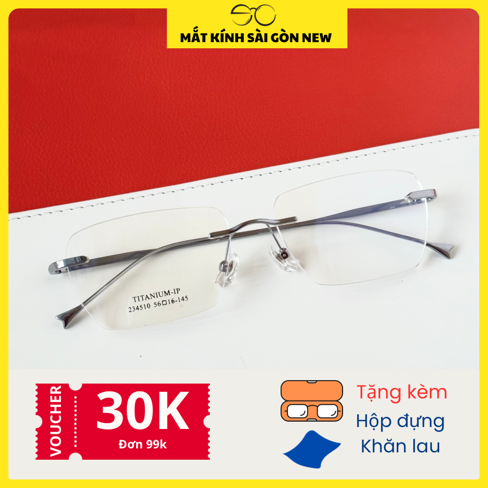 Gọng kính khoan Không viền Titanium Không rỉ Nam Nữ Unisex SGNew 4510