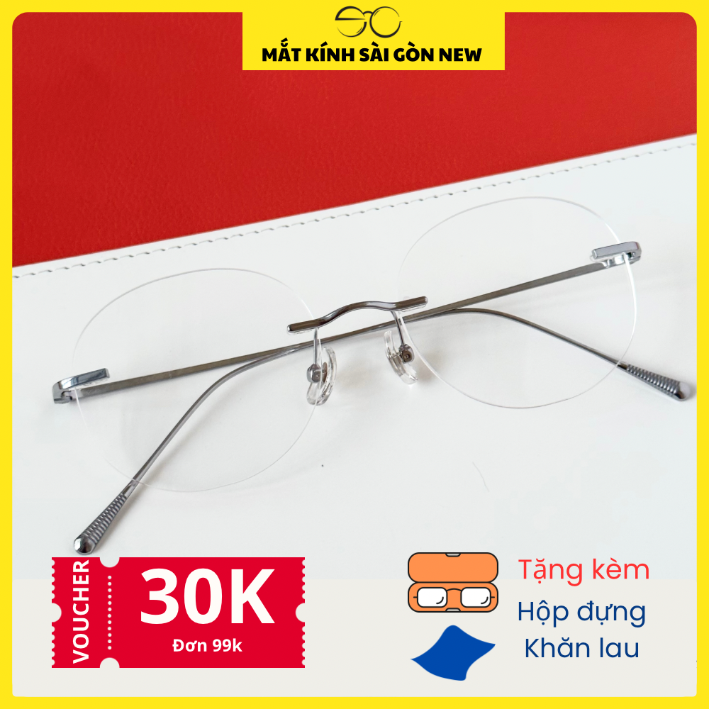 Gọng kính khoan Không viền Titanium Không rỉ Nam Nữ Unisex SGNew 1604