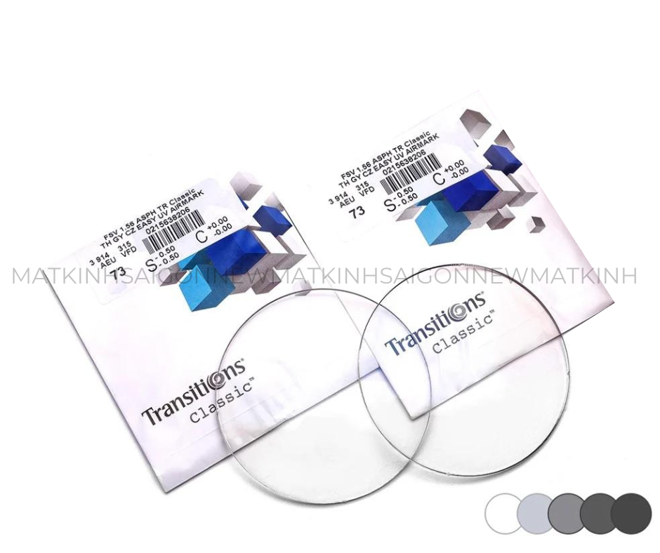 Tròng Kính Đổi Màu TRANSITIONS CLASSIC ESSILOR PHÁP 1.60AS