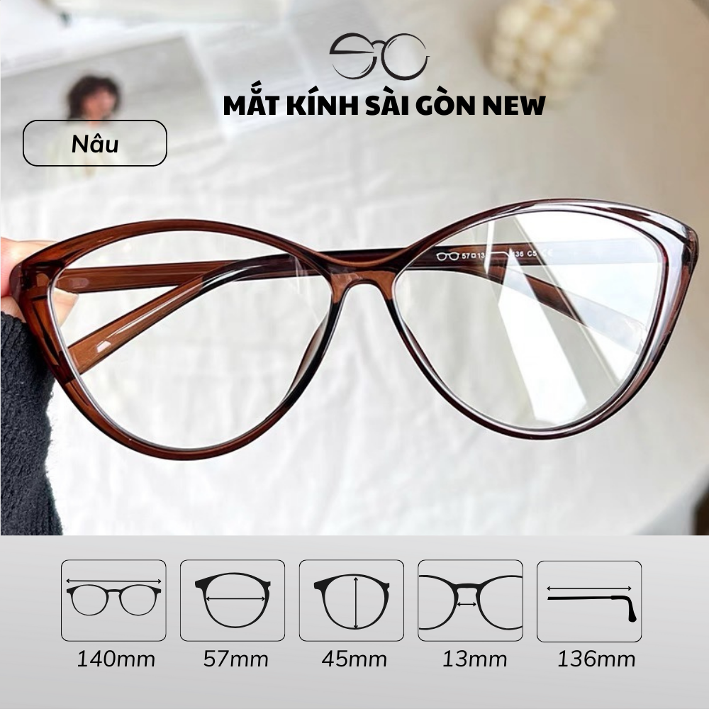 Gọng kính Mắt mèo Nhựa dẻo Nam nữ Unisex SGNew 7212