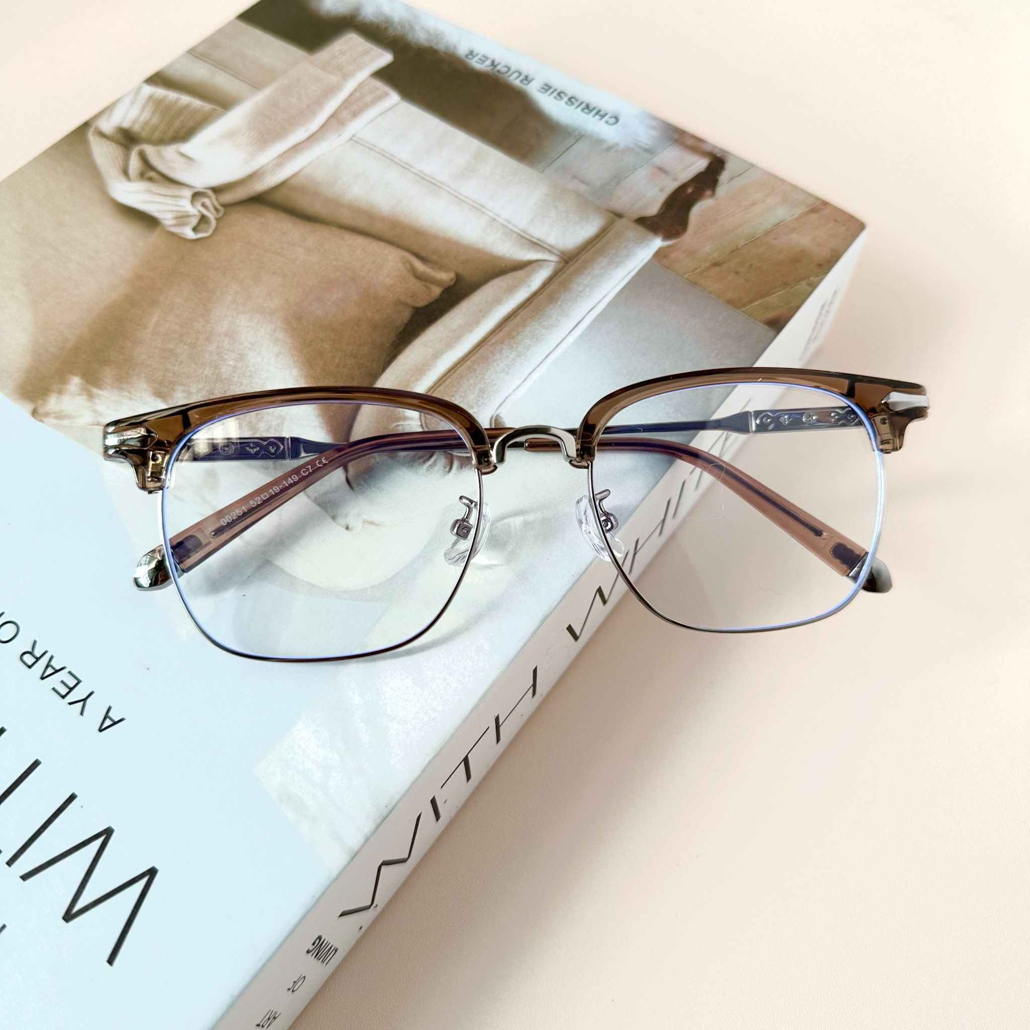 Gọng kính Mí Nam Kim loại x Nhựa dẻo Nam Nữ Unisex SGNew 251