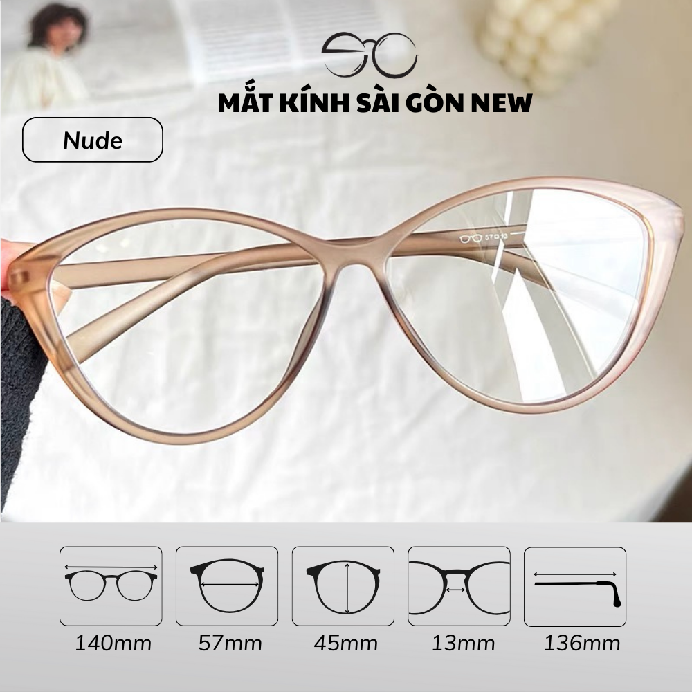 Gọng kính Mắt mèo Nhựa dẻo Nam nữ Unisex SGNew 7212