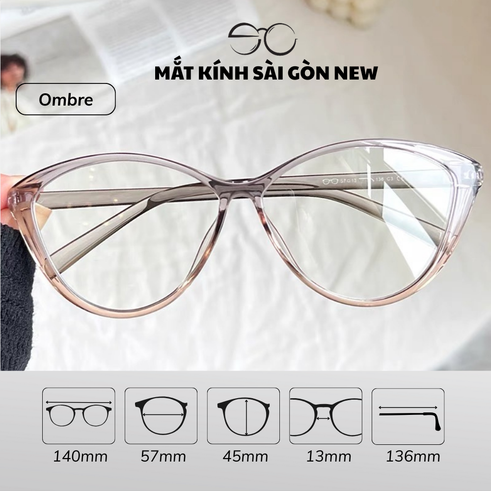 Gọng kính Mắt mèo Nhựa dẻo Nam nữ Unisex SGNew 7212