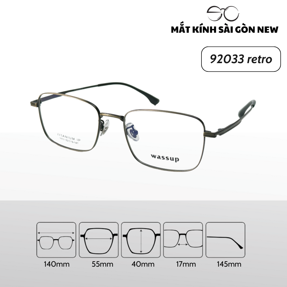 Gọng kính Titanium Vuông Viền mảnh Không rỉ sét Nam Nữ Unisex SGNew 92033