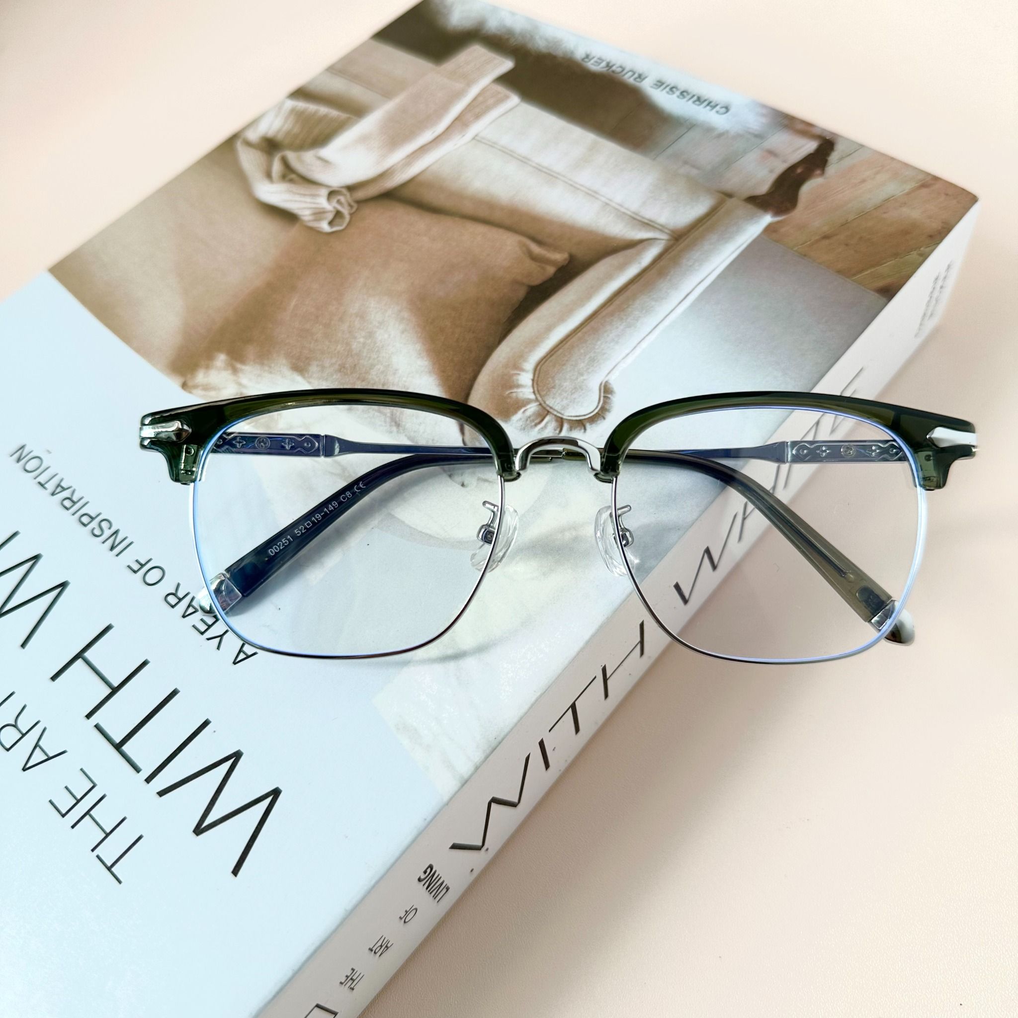 Gọng kính Mí Nam Kim loại x Nhựa dẻo Nam Nữ Unisex SGNew 251