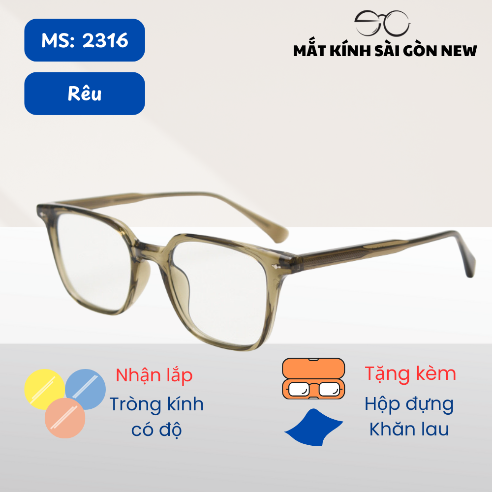 Kính cận Nhựa dẻo Lõi Kim loại Nam nữ Unisex SGNew 2316