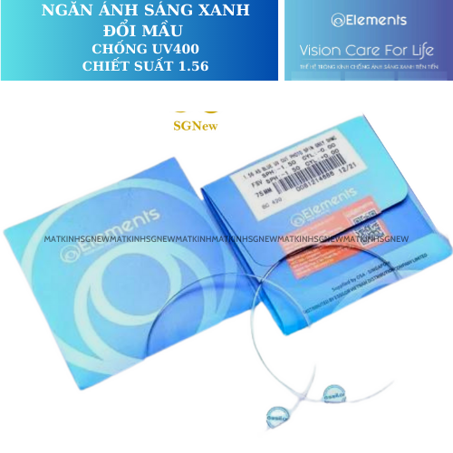 Tròng Kính Đổi Màu Chống Ánh Sáng Xanh Elements Photo Blue UV Cut Photo Grey 1.56