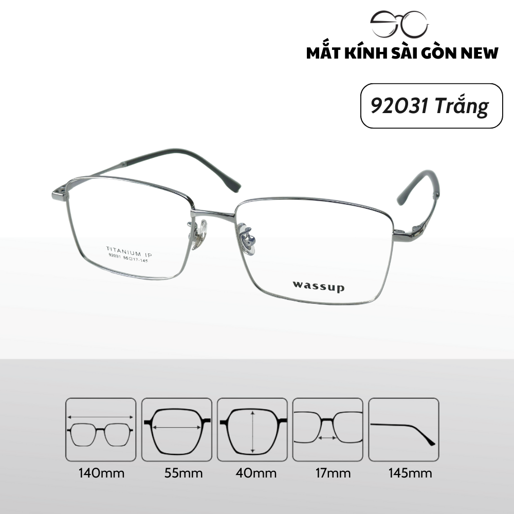 Gọng kính Titanium Vuông Viền mảnh Không rỉ sét Nam Nữ Unisex SGNew 92031