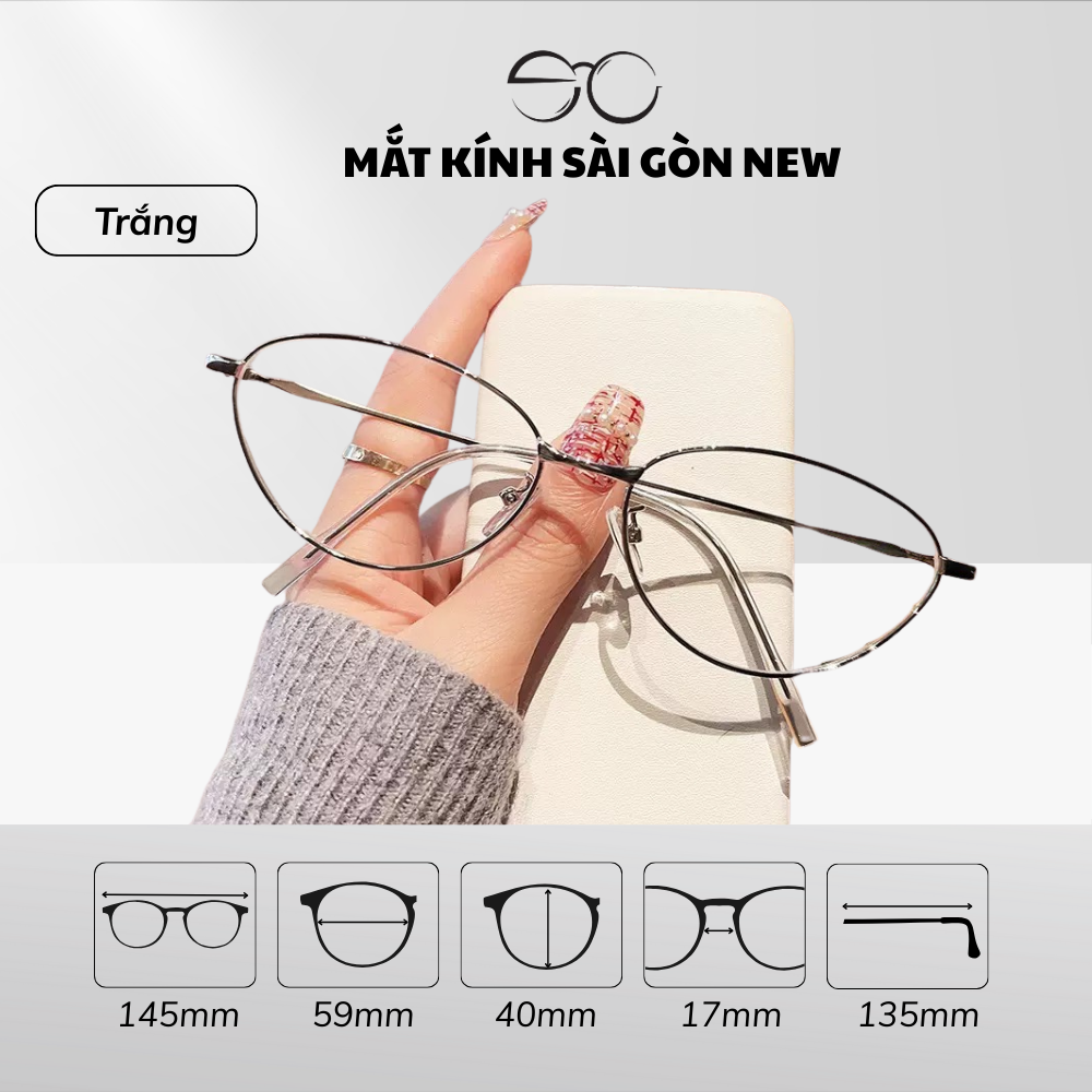 Gọng kính Kim loại Mắt mèo Trend Nam Nữ Unisex SGNew Kl01