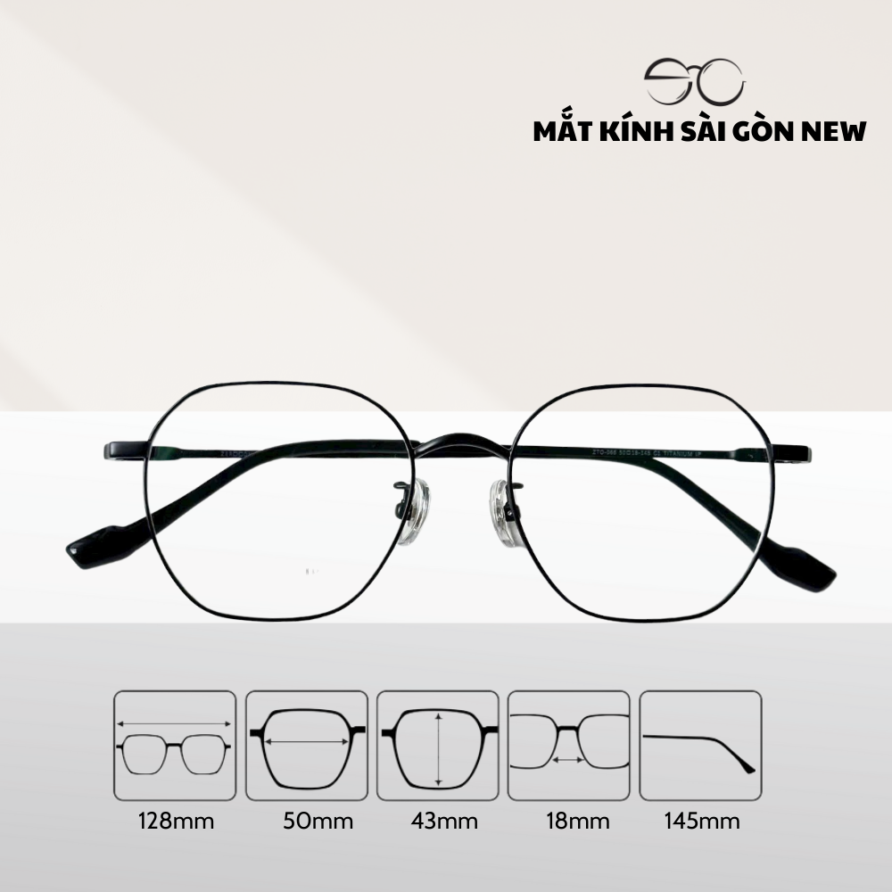 Gọng kính Titanium Tròn đa giác Viền mảnh Không rỉ sét Nam Nữ Unisex SGNew Zto066