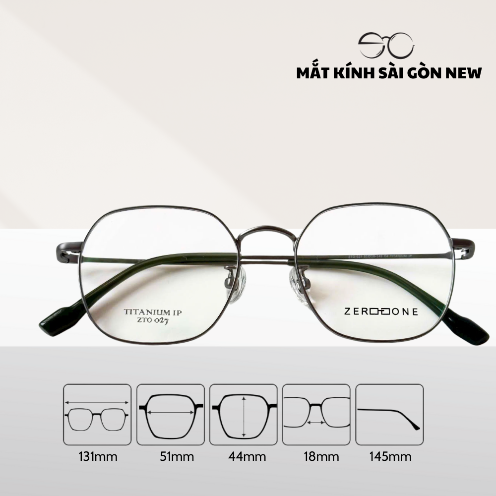 Gọng kính Titanium Tròn đa giác Viền mảnh Không rỉ sét Nam Nữ Unisex SGNew Zto027