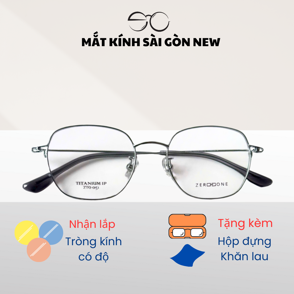 Gọng kính Titanium Tròn đa giác Viền mảnh Không rỉ sét Nam Nữ Unisex SGNew Zto051
