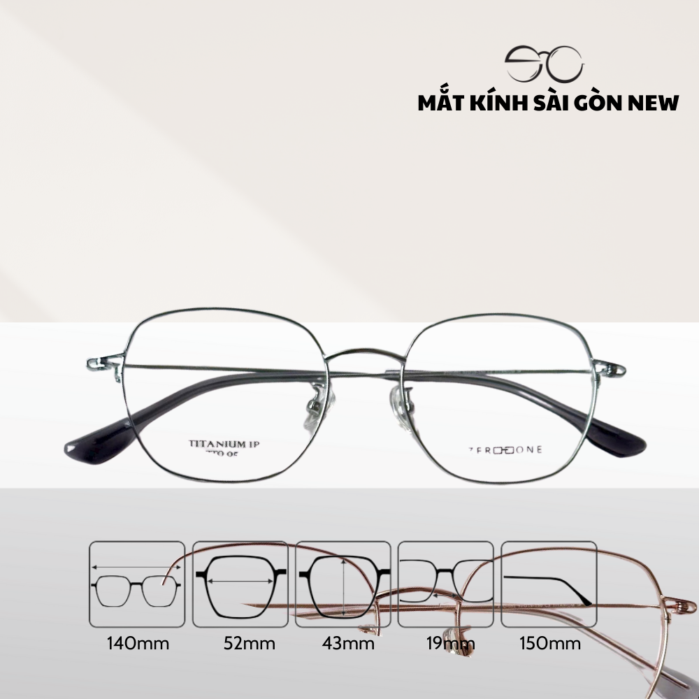 Gọng kính Titanium Tròn đa giác Viền mảnh Không rỉ sét Nam Nữ Unisex SGNew Zto051