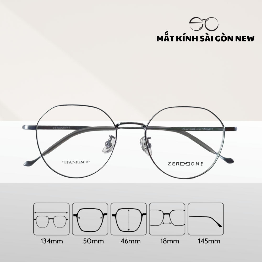 Gọng kính Titanium Tròn đa giác Viền mảnh Không rỉ sét Nam Nữ SGNew Zto047