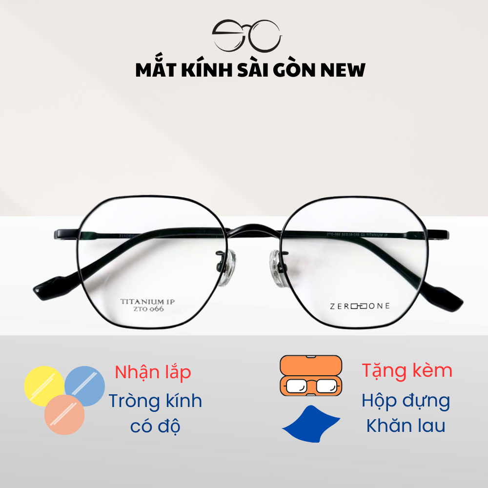 Gọng kính Titanium Tròn đa giác Viền mảnh Không rỉ sét Nam Nữ Unisex SGNew Zto066