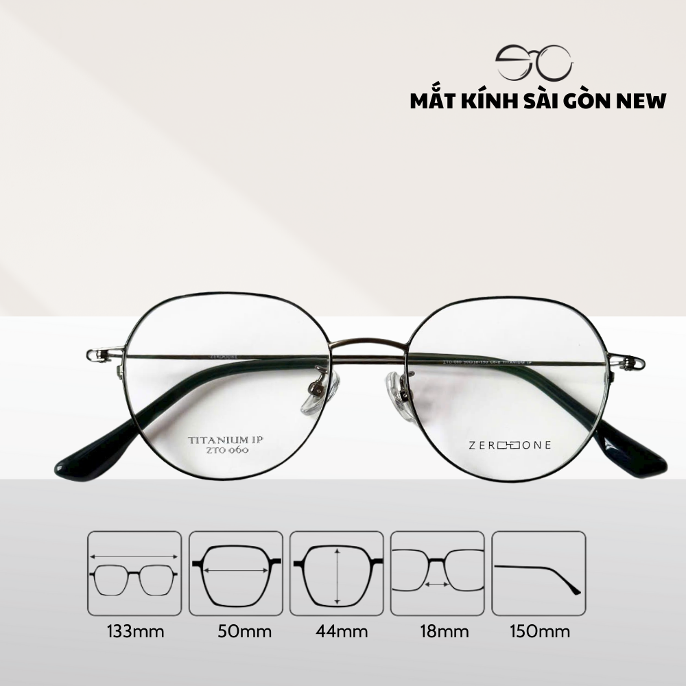 Gọng kính Titanium Tròn đa giác Viền mảnh Không rỉ sét Nam Nữ Unisex SGNew Zto060