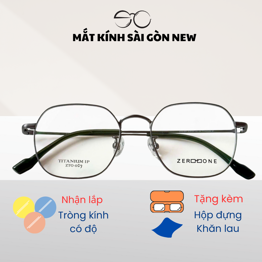 Gọng kính Titanium Tròn đa giác Viền mảnh Không rỉ sét Nam Nữ Unisex SGNew Zto027