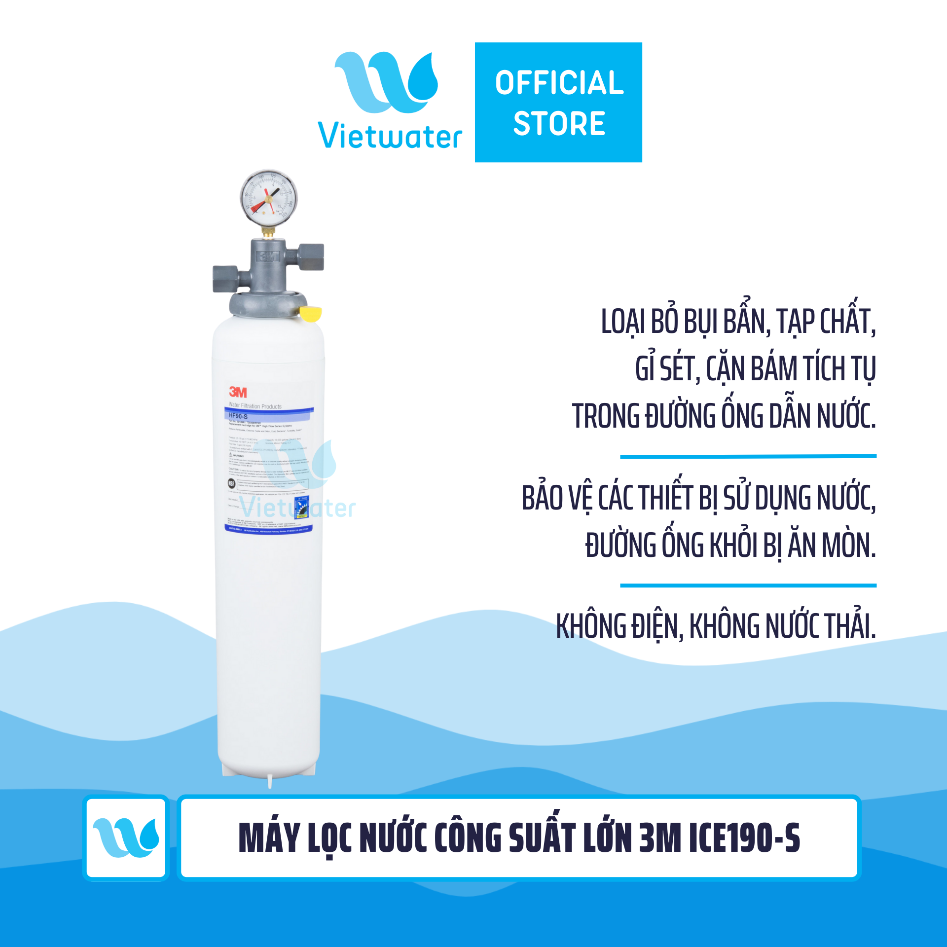 Máy lọc nước 3M ICE190-S dành cho thương mại - công suất cực đại, không điện không nước thải