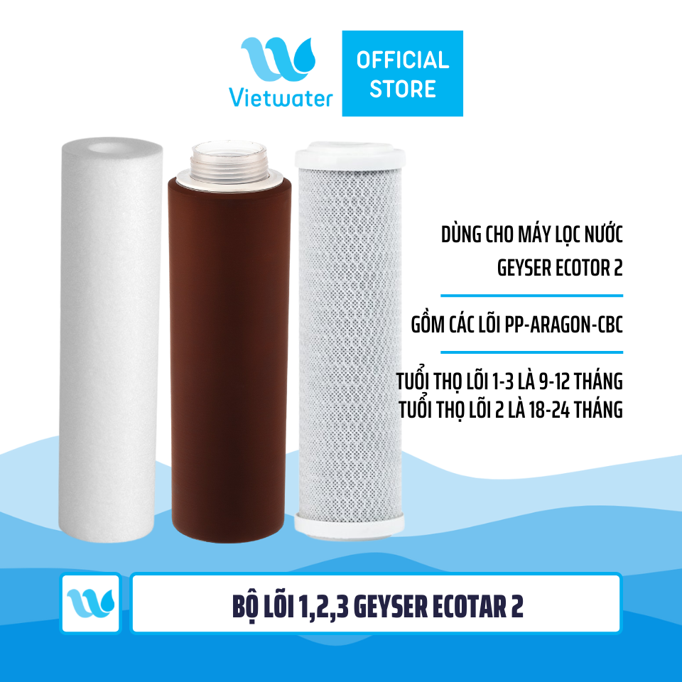 Bộ lõi số 123 máy lọc nước Geyser Ecotar 2 (lõi PP-Aragon-CBC)