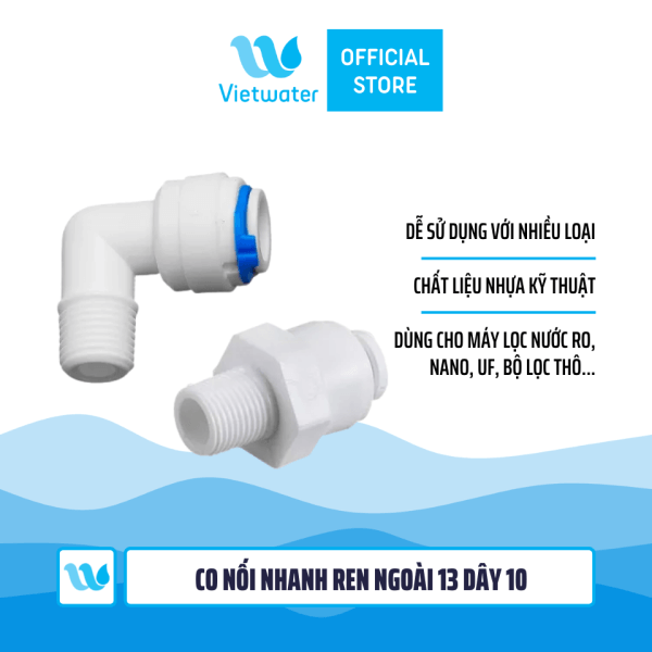 Co cút nối nhanh ren ngoài 13 dây 10 dùng trong máy lọc nước (combo 2 cái hoặc 5 cái hoặc 10 cái)
