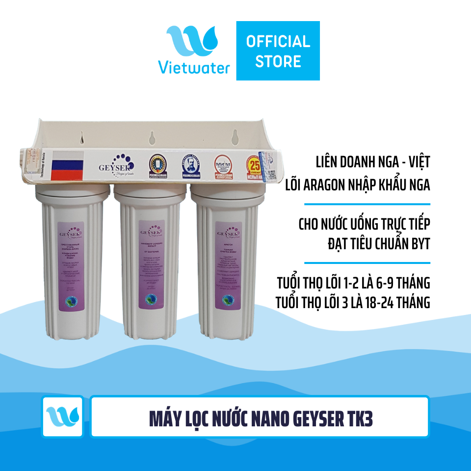 Máy lọc nước Nano Geyser TK3 (dùng uống trực tiếp và lọc nước cho máy tạo nước ion kiềm máy làm đá máy pha cà phê)