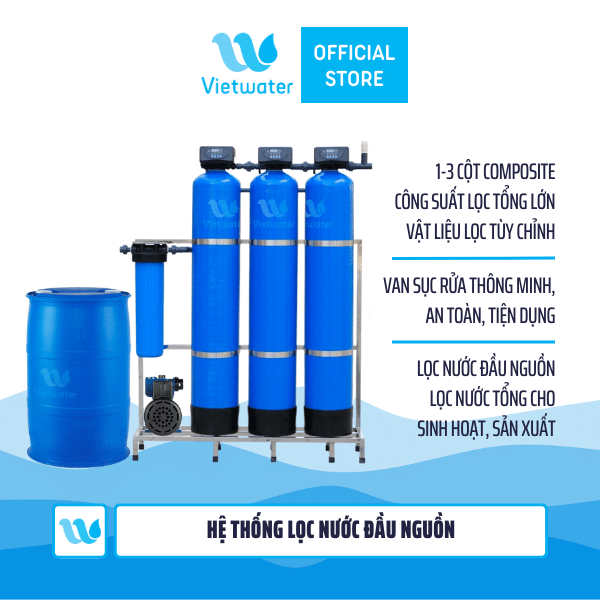 Hệ thống lọc tổng lọc nước giếng khoan 3 cột Composite 1054 – Hệ thống lọc nước tổng SW3C-1054GK