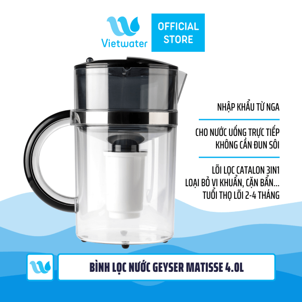 Bình lọc nước kháng khuẩn Geyser Matisse 4.0l – Geyser Matisse Chrome