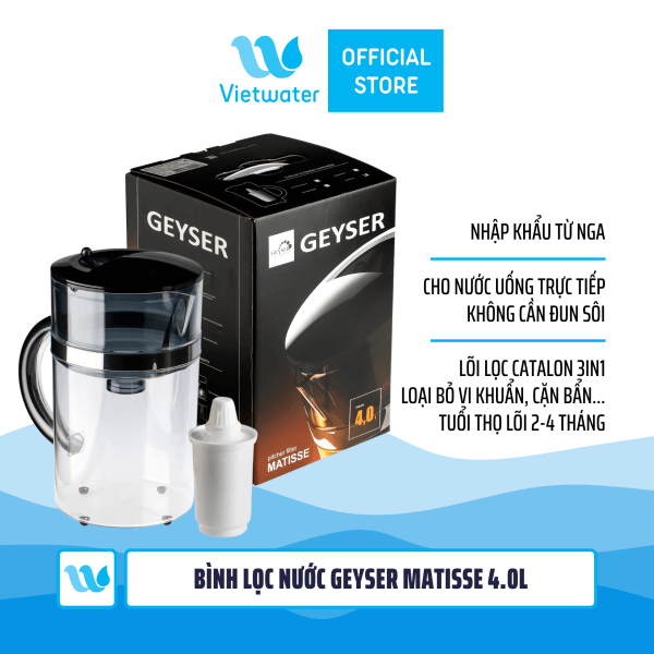 Bình lọc nước kháng khuẩn Geyser Matisse 4.0l – Geyser Matisse Chrome
