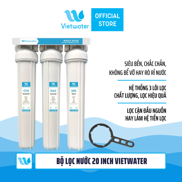 Bộ lọc nước sinh hoạt 20 inch Vietwater (bộ ba - bộ lọc thô)