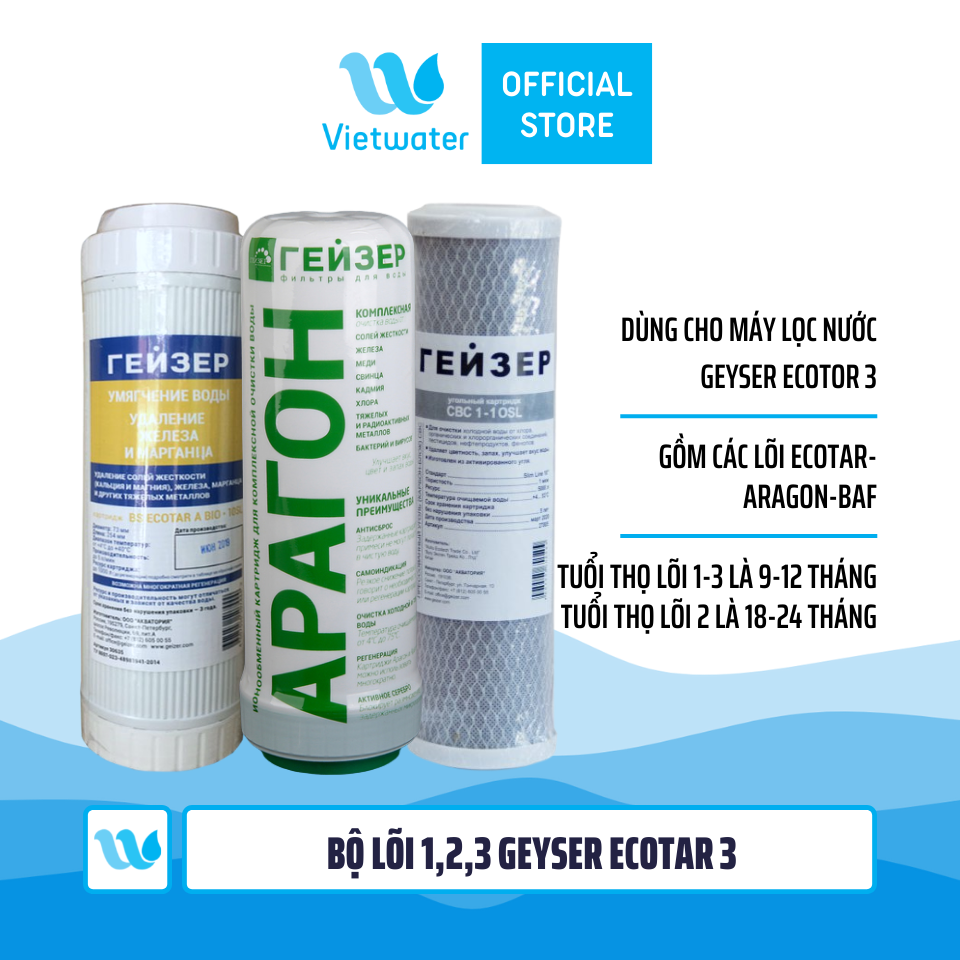 Lõi CBC Geyser - lõi CBC Ecotar - lõi số 3 máy lọc nước Geyser Ecotar 2 Geyser Ecotar 3 Geyser Ecotar 5 và lõi số 2-3 máy lọc nước Geyser Allegro Geyser Prestige PM