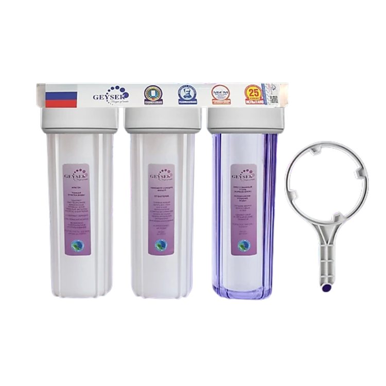 Bộ ba lọc thô 10 inch Geyser – Bộ lọc nước sinh hoạt, bộ lọc nước thô đầu nguồn 3 cấp lọc 10 inch