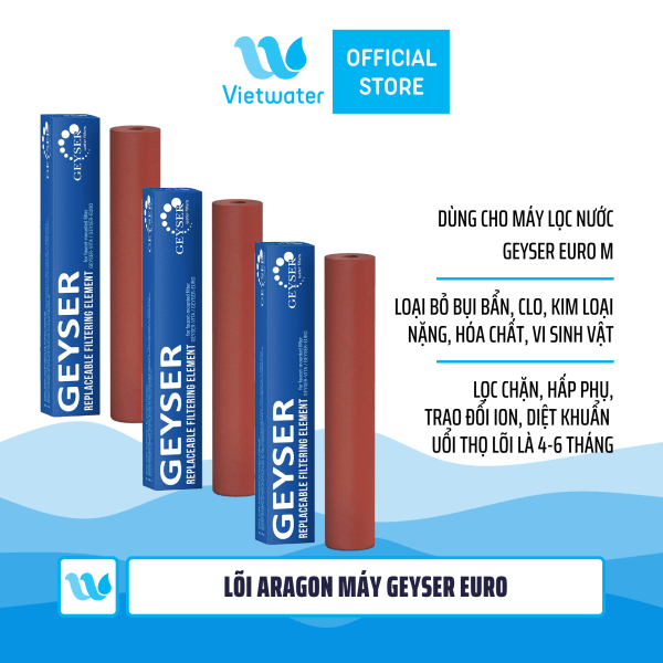 Bộ 3 lõi Aragon máy lọc nước tại vòi Geyser Euro