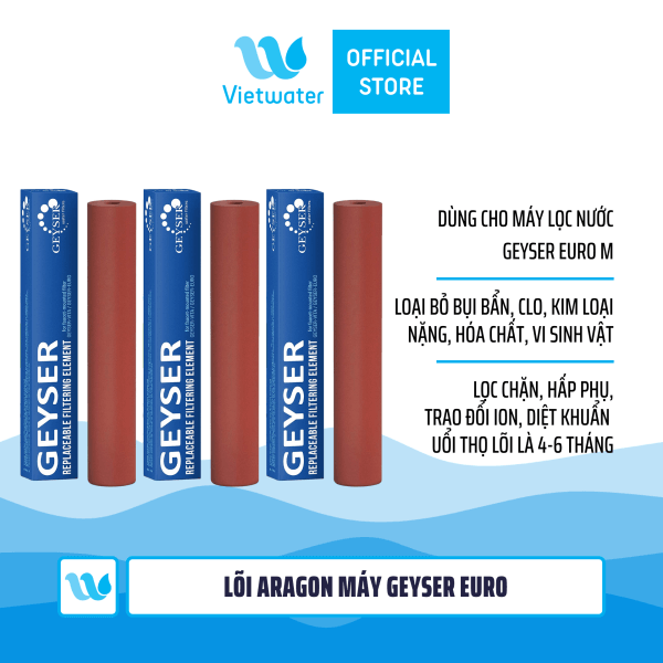 Bộ 3 lõi Aragon máy lọc nước tại vòi Geyser Euro