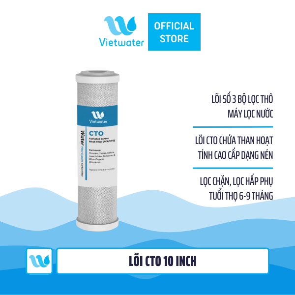 Bộ lõi thô 123 10 inch Vietwater – bộ lõi 123 10 inch (PP bịt đầu-UDF-CTO) dùng cho máy lọc nước UF/RO, bộ lọc thô