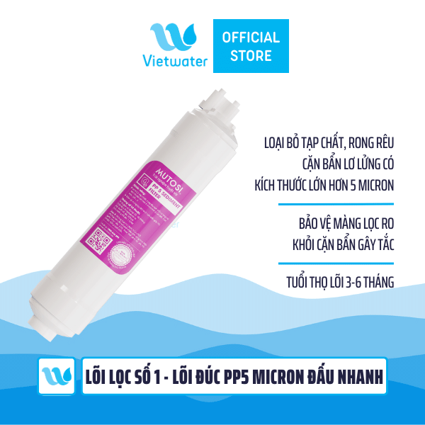 Lõi lọc số 1 Mutosi - Lõi đúc PP5 micron đấu nhanh