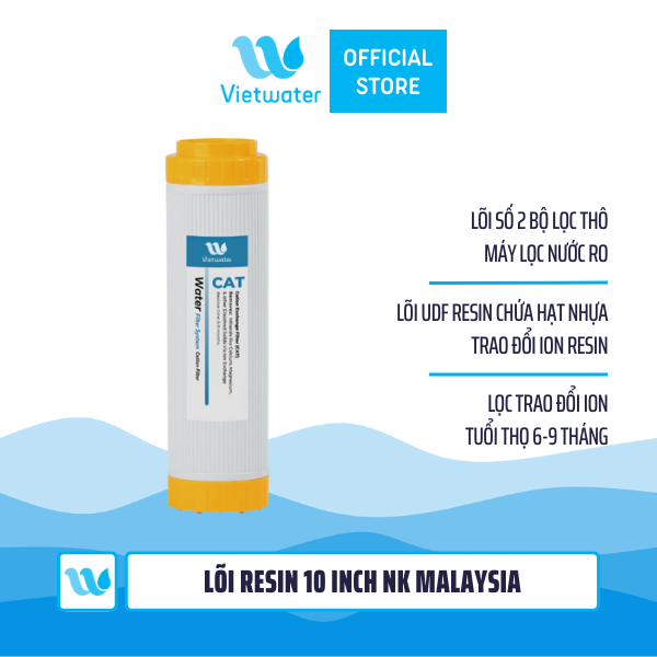 Bộ lõi thô 123 10 inch Vietwater NK (made in Malaysia) (PP-UDF-CTO) - lõi UDF Resin 10 inch Vietwater NK (made in Malaysia) dùng cho máy lọc nước UF/RO, bộ lọc thô